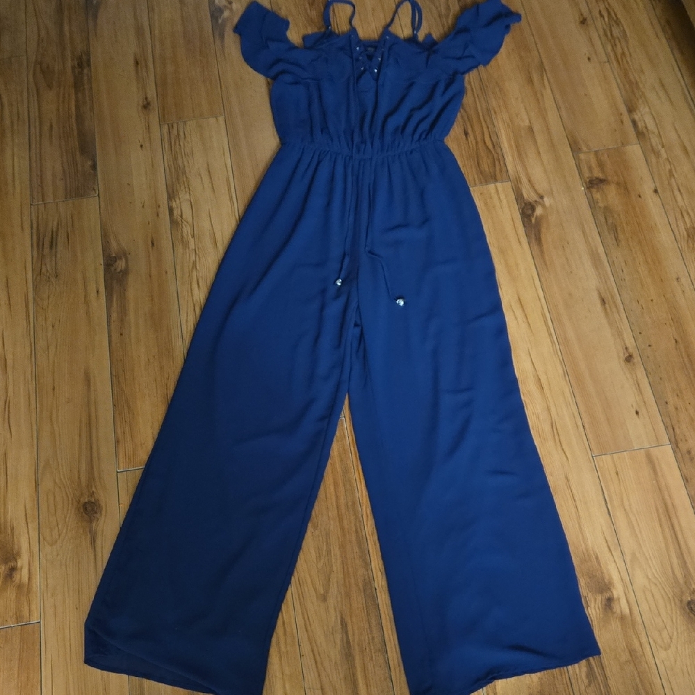 Rachel Navy Off-Shoulder Jumpsuit